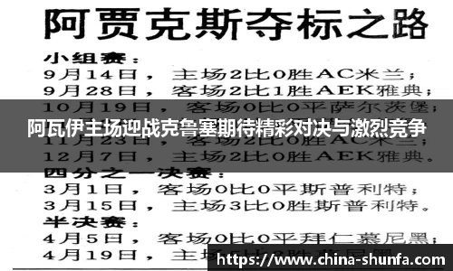 阿瓦伊主场迎战克鲁塞期待精彩对决与激烈竞争
